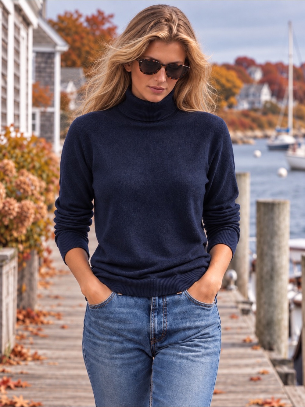 Vineyard Vines 100% Cashmere Turtleneck Sweater Navy Blue XL New